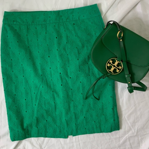 Talbots Emerald Green Eyelet A-Line Skirt NWOT - Picture 3 of 9